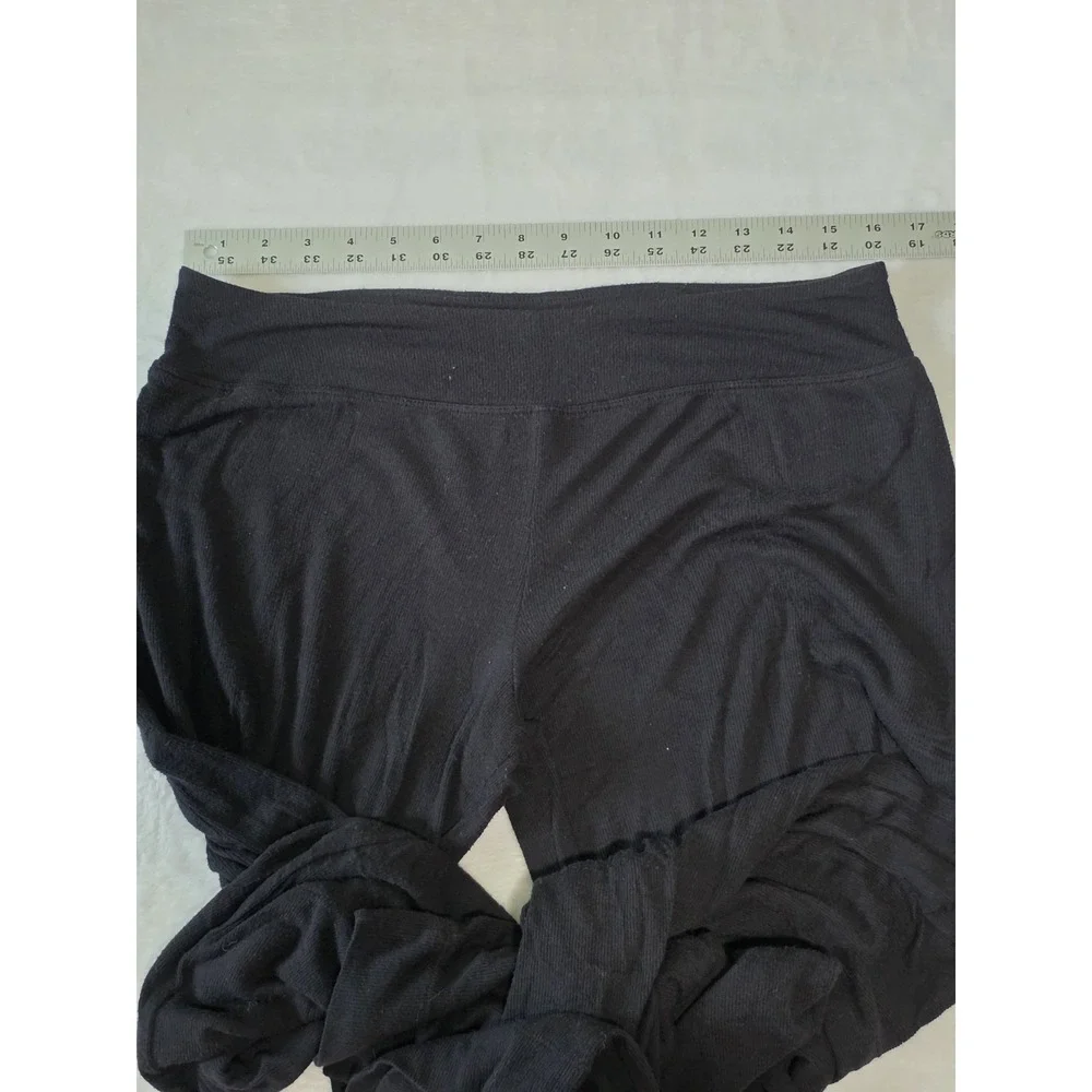Athleta Womens Large Black Well Rested Rib Wide Leg Sleep Pajama Pants